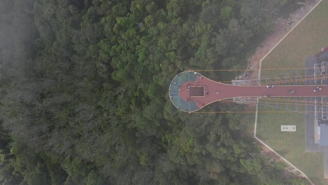 Aerial view of skywalk.new location and view point for watch sea of mist at Ai Yerweng,Betong,Yala,Thailand