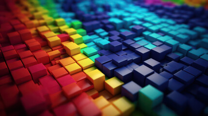 Abstract 3d background wallpaper with colorful cubes. Created with Generative AI Technology