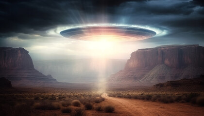 Travel to Monument Valley for a Majestic Alien Adventure generated by AI