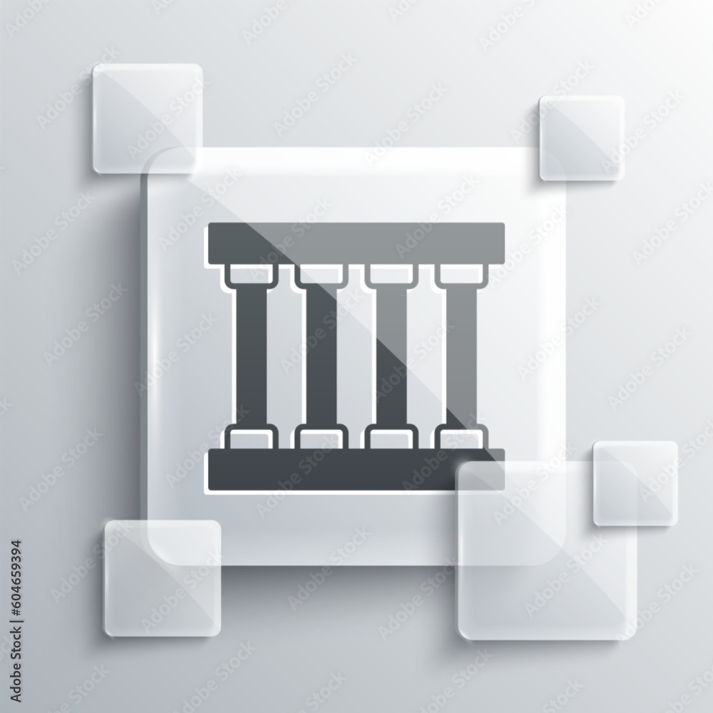 Sticker Grey Prison window icon isolated on grey background. Square glass panels. Vector