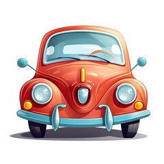 Red and blue classic car model cartoon