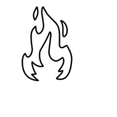 Fire and flames outline  icon Contour bonfire  linear flaming elements. Hand drawn monochrome different fire flame vector illustration