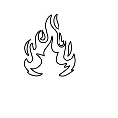 Fire and flames outline  icon Contour bonfire  linear flaming elements. Hand drawn monochrome different fire flame vector illustration