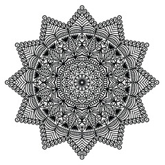 Circular pattern in form of mandala for Henna, Mending, tattoo, decoration. Decorative ornament in ethnic oriental style. Coloring book page.