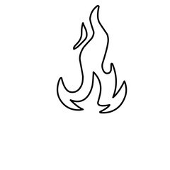 Fire and flames outline  icon Contour bonfire  linear flaming elements. Hand drawn monochrome different fire flame vector illustration