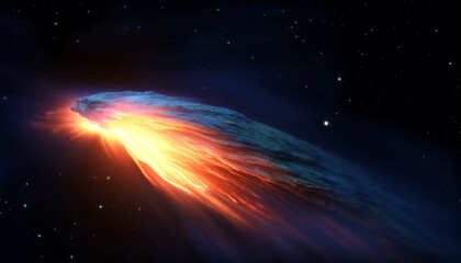 Obraz premium Exploding supernova illuminates multi colored galaxy in abstract star field design generated by AI