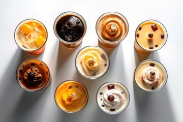 Generative AI collection a cup frappe top view Food Photography