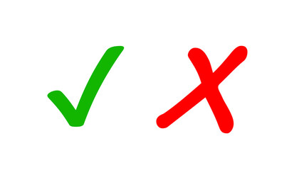 green check mark and a red cross