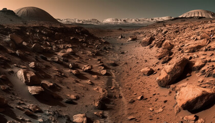 Fototapeta premium Sunset over majestic sand dunes, a remote African adventure generated by AI