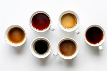Generative AI collection a cup hot americano top view Food Photography