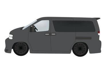 Grey van. side view. vector illustration