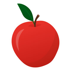 Delicious apple with leaf isolated