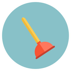 Plunger icon isolated on a blue background. Cleaning and disinfection tool. Cleaning equipment set