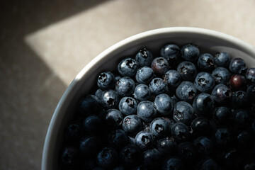 Close Up View of Blueberries in a Water Filled Bowl