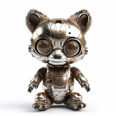 raccoon robot on a white isolated background