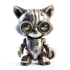 raccoon robot on a white isolated background
