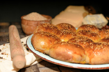 Close up of Traditional Danube bread salty