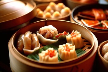 Generative AI Dim sum or dinxin is one of the most popular Cantonese Food Photography