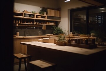 Generative AI a japanese natural and simplistic kitchen  Photography