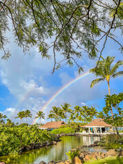 Rainbow above house in Hawaii