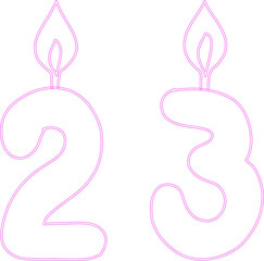 Number 23 with a candle.