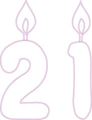 Number 21 with a candle.