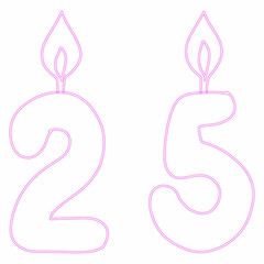 Number 25 with a candle.