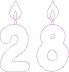 Number 28 with a candle.