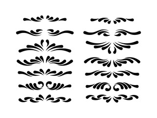 Set of text delimiters ornaments. vector collection of curls, swirls divider and filigree for classic vintage design elements, illustration. - obrazy, fototapety, plakaty