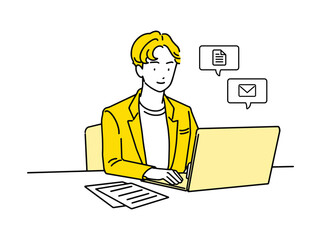 人物　デスクワーク　男性　快適