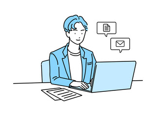 人物　デスクワーク　男性　快適