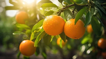 Fotobehang beautiful ripe big orange with light glow , Generative Ai   © QuietWord