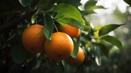beautiful ripe big orange with light glow , Generative Ai	
