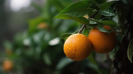 beautiful ripe big orange with light glow , Generative Ai	
