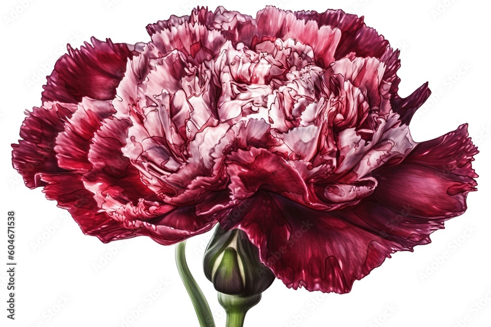 Poster carnation isolated on white background. generated by ai