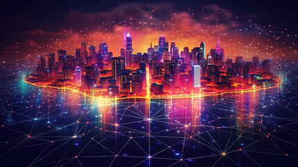 Fototapeta premium Digital world with connections to global data communication network technology. Generative ai