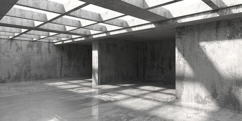 Abstract empty modern interior. Concrete walls
