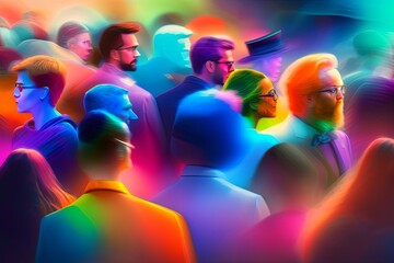 Late Night Sci-Fi Artwork of Confused Crowds Generative AI