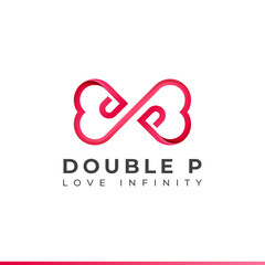 Letter P Infinity Logo design and Endless love symbol for Valentine's day Wedding Dating and Charity concept