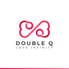 Letter Q Infinity Logo design and Endless love symbol for Valentine's day Wedding Dating and Charity concept