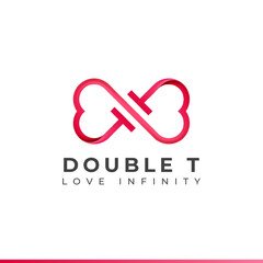 Letter T Infinity Logo design and Endless love symbol for Valentine's day Wedding Dating and Charity concept