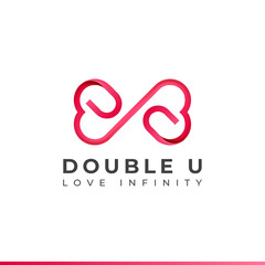 Letter U Infinity Logo design and Endless love symbol for Valentine's day Wedding Dating and Charity concept