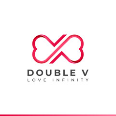 Letter V Infinity Logo design and Endless love symbol for Valentine's day Wedding Dating and Charity concept