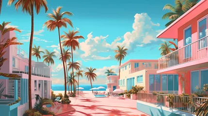 Foto op Plexiglas Illustration of a sunny day in an American resort town © proslgn