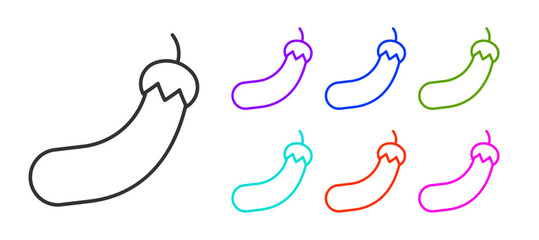 Black line Eggplant icon isolated on white background. Set icons colorful. Vector