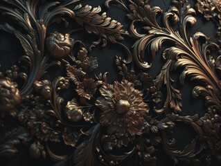 Royal vintage Victorian Gothic background Rococo venzel and whorl created with Generative AI technology. - obrazy, fototapety, plakaty