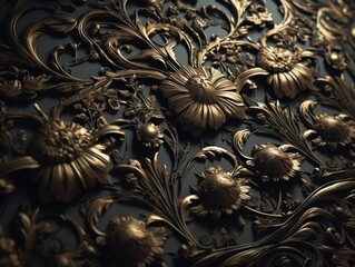 Royal vintage Victorian Gothic background Rococo venzel and whorl 