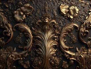 Royal vintage Victorian Gothic background Rococo venzel and whorl created with Generative AI technology.