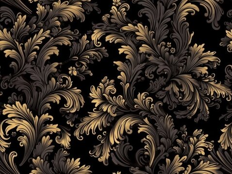 Seamless pattern Royal vintage Victorian Gothic background Rococo venzel and whorl created with Generative AI technology.