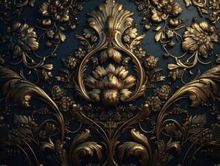 Royal vintage Victorian Gothic background Rococo venzel and whorl created with Generative AI technology.